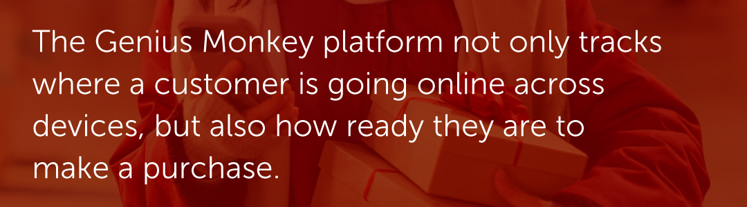 The Genius Monkey platform not only tracks where a customer is going online across devices, but also how ready they are to make a purchase.