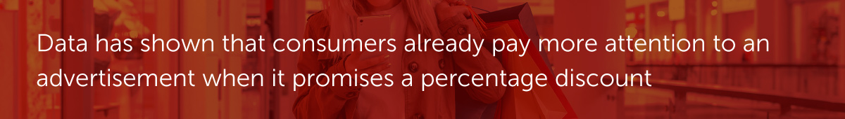 Data has shown that consumers already pay more attention to an advertisement when it promises a percentage discount