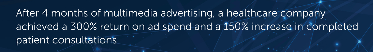After 4 months of multimedia advertising, a healthcare company achieved a 300% return on ad spend and a 150% increase in completed patient consultations