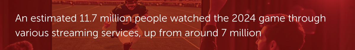 An estimated 11.7 million people watched the 2024 game through Paramount Plus, up from around 7 million