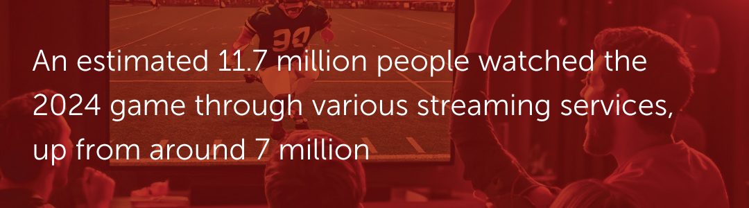 An estimated 11.7 million people watched the 2024 game through Paramount Plus, up from around 7 million