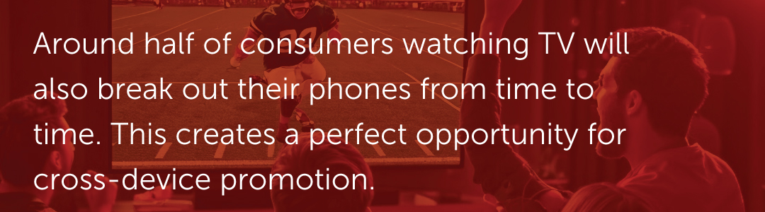 Around half of consumers watching TV will also break out their phones from time to time. This creates a perfect opportunity for cross-device promotion.