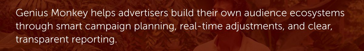 Genius Monkey helps advertisers build their own audience ecosystems through smart campaign planning, real-time adjustments, and clear, transparent reporting.