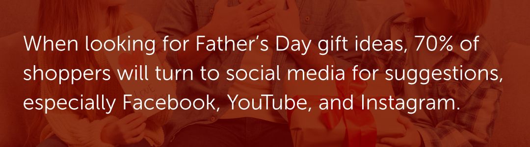 When looking for Father’s Day gift ideas, 70% of shoppers will turn to social media for suggestions, especially Facebook, YouTube, and Instagram.
