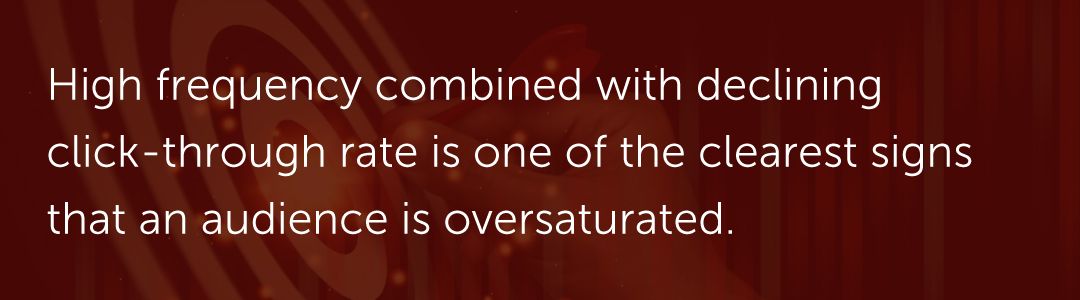 High frequency combined with declining click-through rate is one of the clearest signs that an audience is oversaturated.