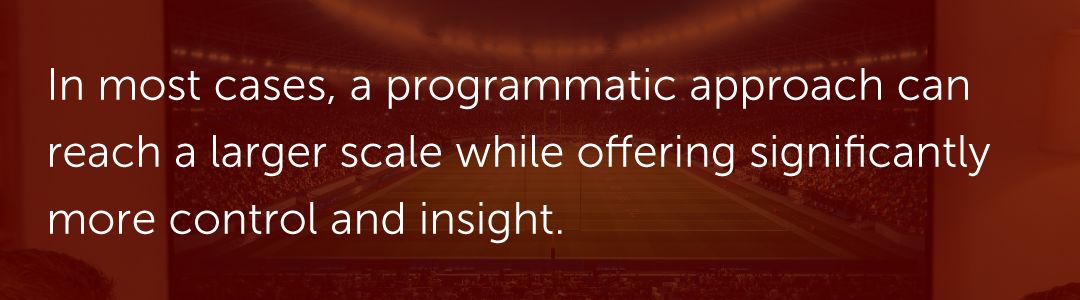 In most cases, a programmatic approach can reach a larger scale while offering significantly more control and insight.