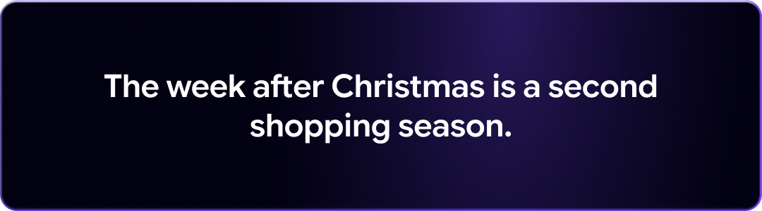 The week after Christmas is a second shopping season.