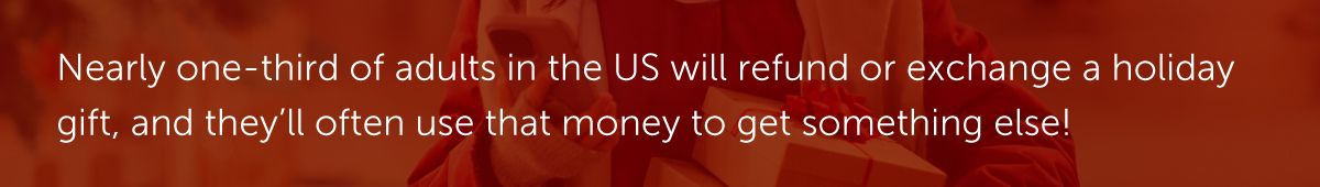 Nearly one-third of adults in the US will refund or exchange a holiday gift, and they’ll often use that money to get something else!