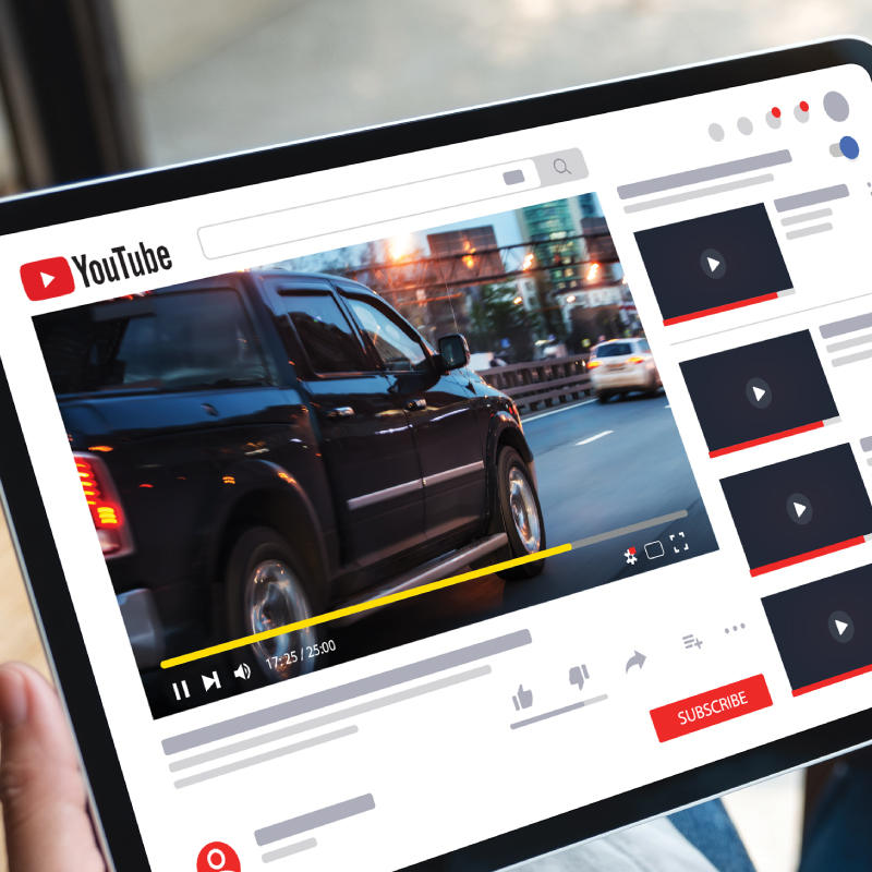 Tablet showing Youtube video ad.